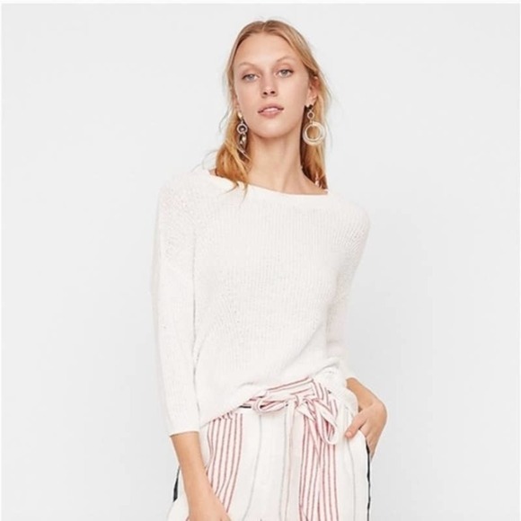 Express ribbed knit open back sweater S - Picture 2 of 6